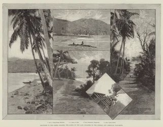 Schetsen op de Samoa-eilanden, de scène van de recente ramp voor de Duitse en Amerikaanse oorlogsschepen